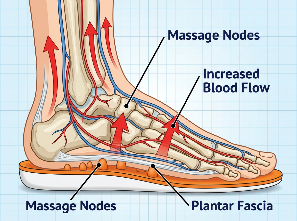 Medical diagram of blood flow to the plantar fascia