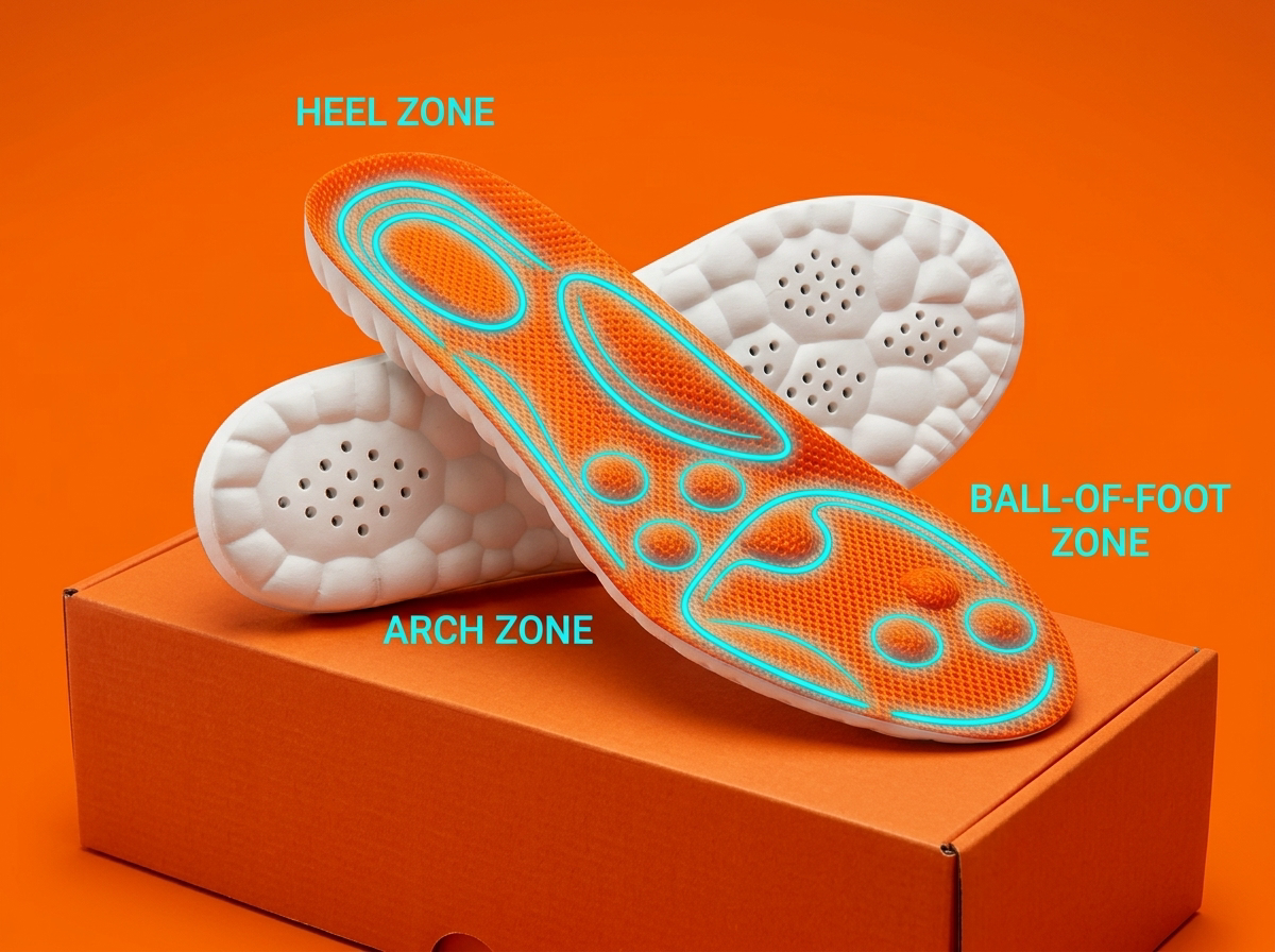 OrthoStep insole pressure mapping zones